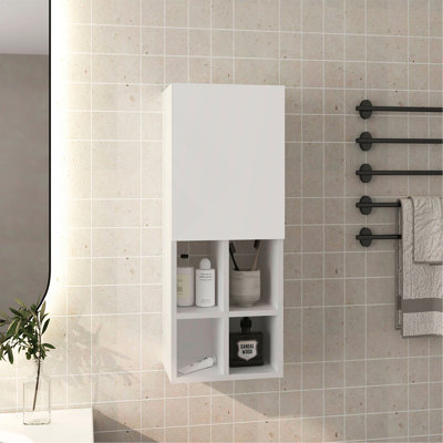 Armoire murale avec lavabo, 1 porte, 5 tablettes