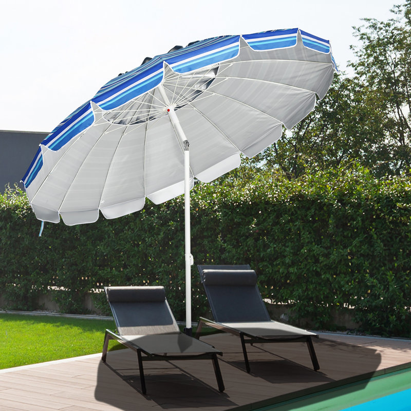 Parasol d'extérieur inclinable de sable 8 pi avec sac de transport Astolfo, Marine