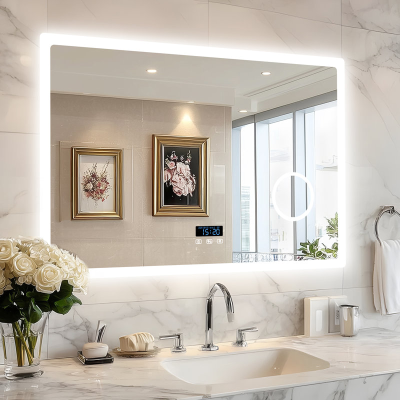 Rectangle Bluetooth Led Mirror With 3X Magnifing, 100 cm H x 70 cm W