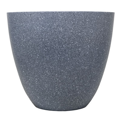  Modern Egg Shaped Resin Planter, Granite Color, 12in