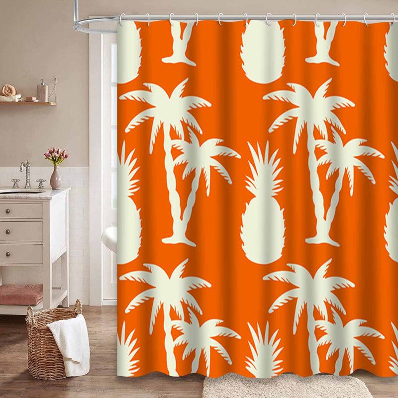 Rideau de douche imperméable à motif palmier tropical avec 12 crochets Palm Tree, L 72 po x l 78 po