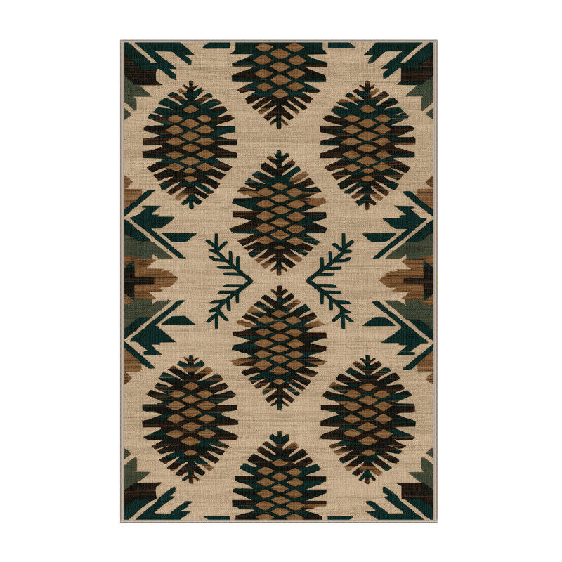 Washable Pinon Pine Cone Southwestern Area Rug, Runner 2' x 4'