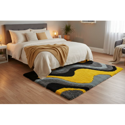 Tapis abstrait gris / jaune Karlton