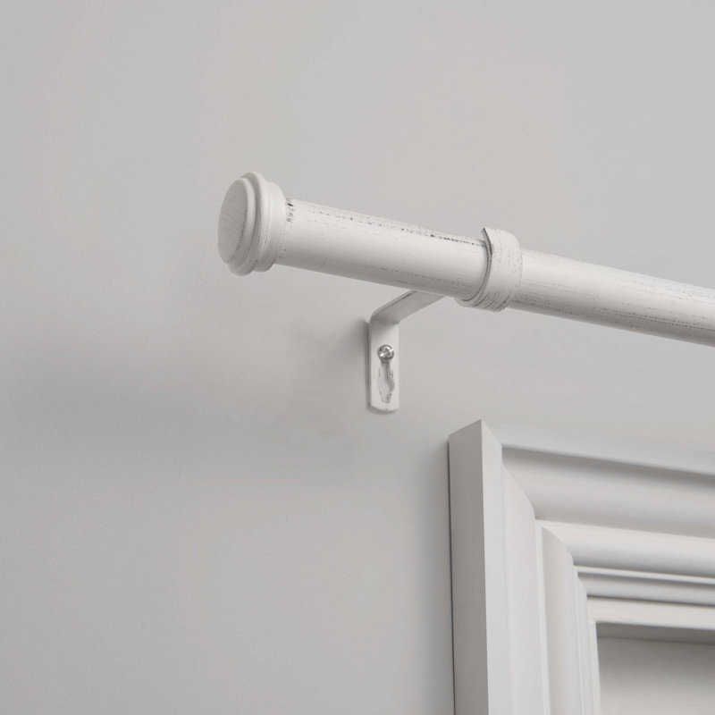 Tringle à rideaux simple réglable en fer 1 po Topper, 36 po - 72 po, Blanc patiné