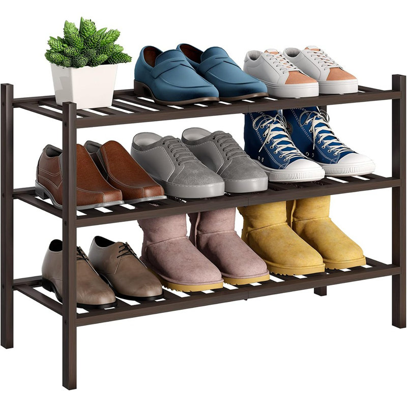 Range-chaussures empilable en bambou 3 niveaux
