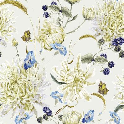 Pattern With Chrysanthemums by Princessmaro - Wrapped Canvas Painting