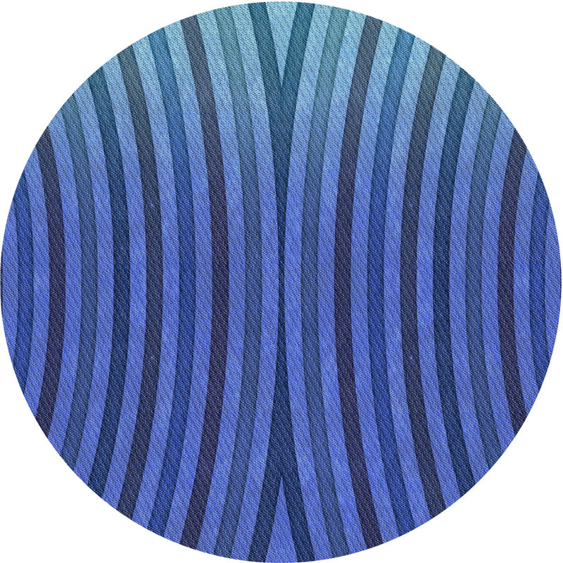 Tapis abstrait bleu, Rond 7 pi