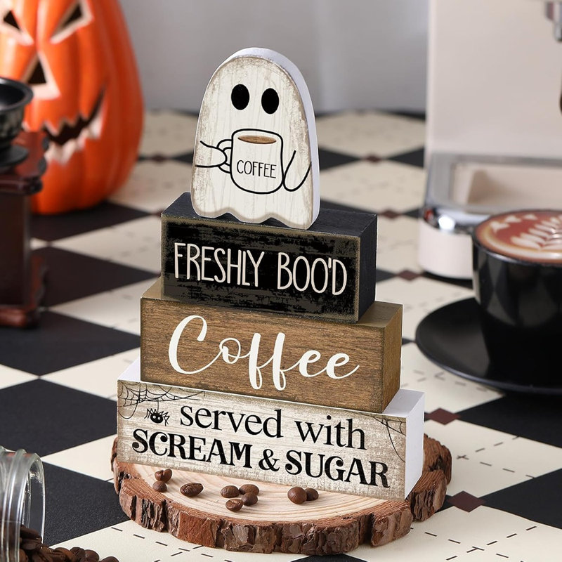 Ensemble de décorations pour table basse fantôme en bois d'Halloween