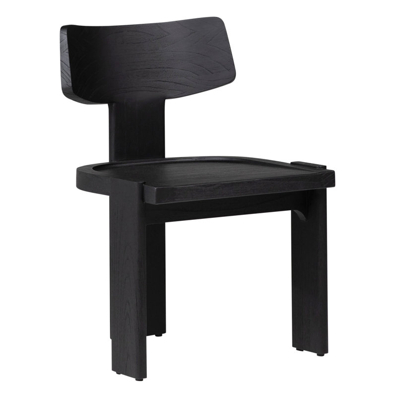 Chaise en bois massif Geddes, Noir