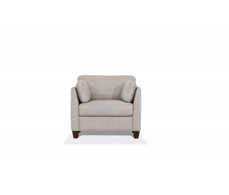  White Genuine Leather Arm Chair