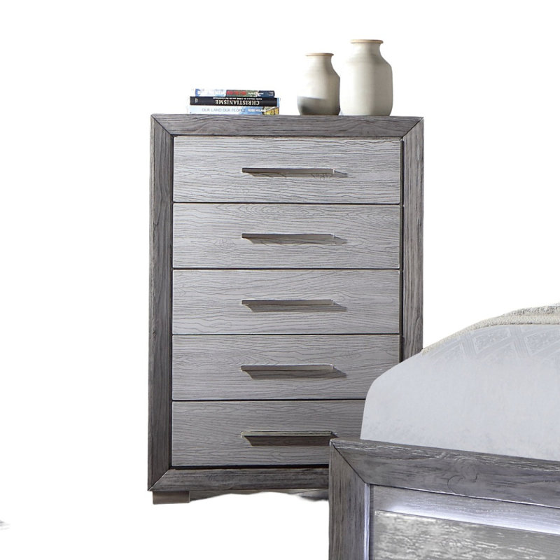 1Pc Chest Transitional Style Bracket Legs Metal Ball Bearing Glides Bar Handles Grey Finish