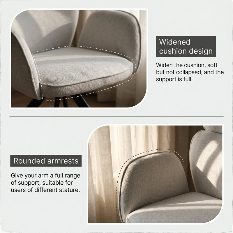 Swivel Dining Chairs Set of 2, 180 Auto-Return Office Chair Modern Fabric Accent Chairs, for Dining