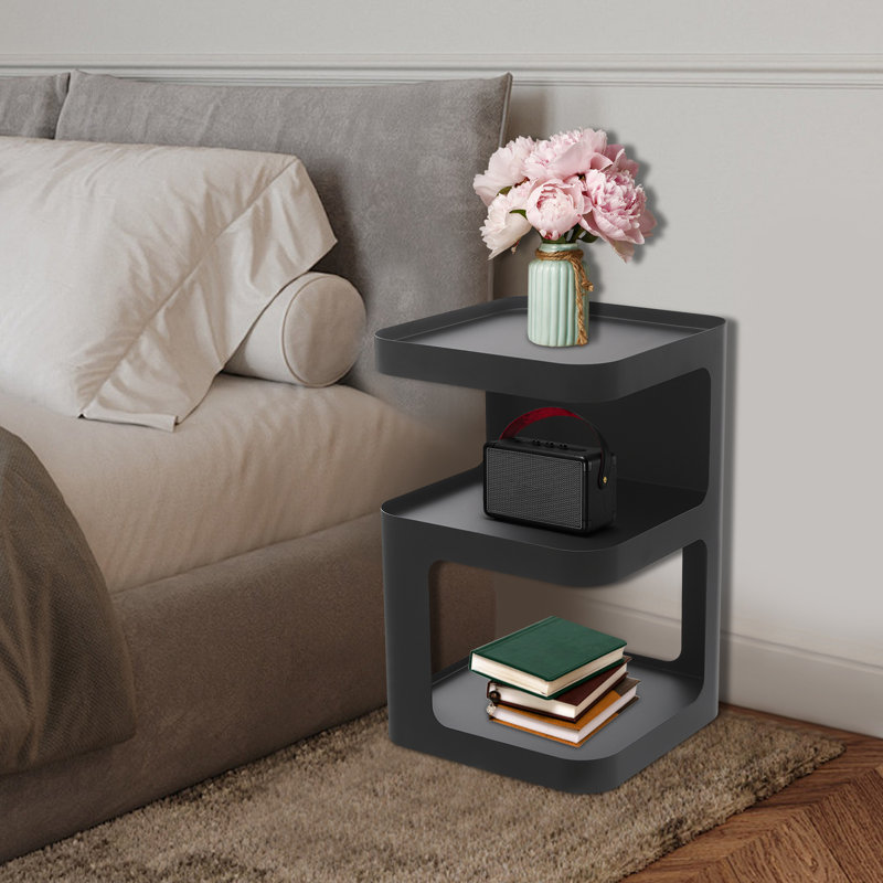 Modern Nightstand Side Table End Table, Black