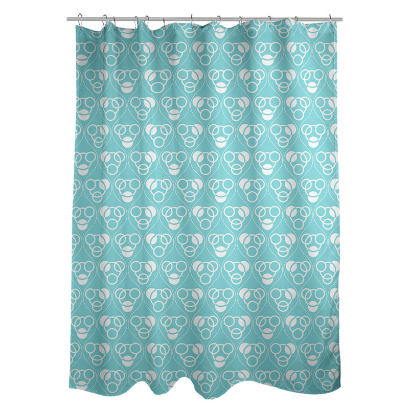 Geometric Shower Curtain, Teal/White