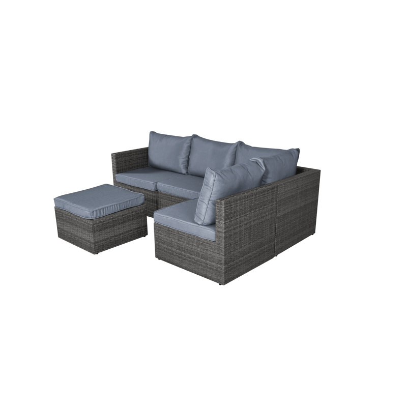 Esmerelda Rattan Wicker 6 - Person Seating Group with Cushions