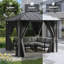 10 pi. L 10 pi. D Pavillon de jardin à toit rigide avec rideaux, pavillon de patio extérieur avec rideaux d'intimité, abri de jardin pour terrasse, bord de piscine et de divertissement-129211692-126283266
