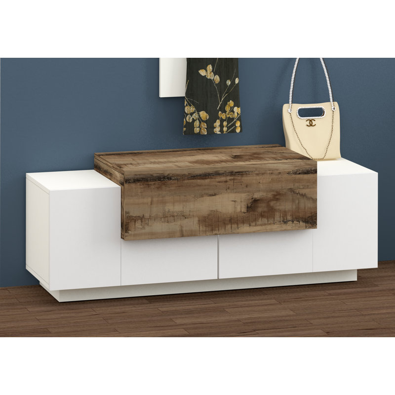 Ebling Storage Bench, White/Brown