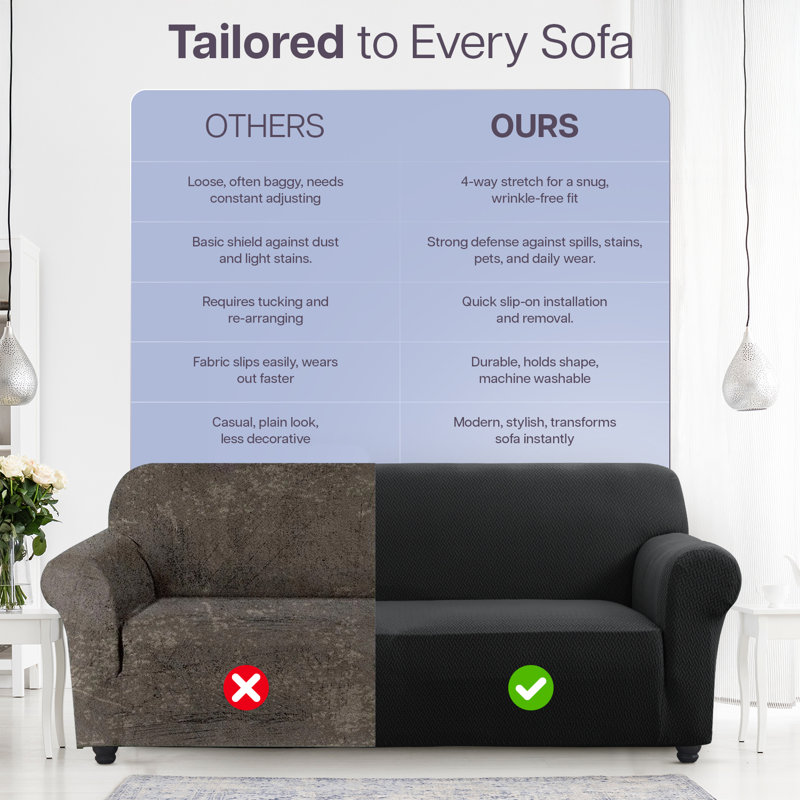 Durable Spandex Stretch Sofa Cover - Jacquard Pattern Sofa Slipcover & Furniture Protector, 	179cm H x 320cm W - (4 Seater)