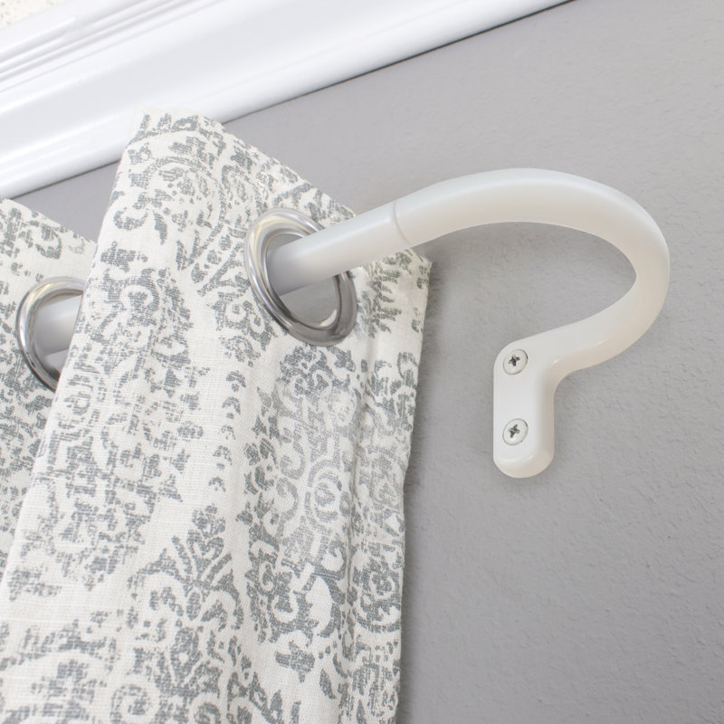Justi Metal Adjustable Single Curtain Rod, 2.5" H x 48" W x 3.5" D, White