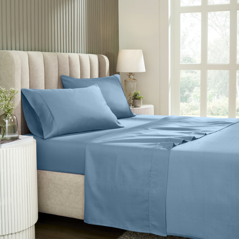 Superior 1200-Thread Count Wrinkle Resistant Cotton Blend Deep Pocket Sheet Set, King 4Pc Sheet Set, Silver