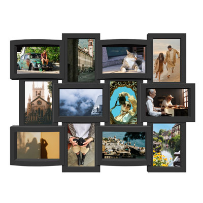 Distressed Staggered Integrated Collage Frame, Black Frame Fits Standard 4x6 Photos