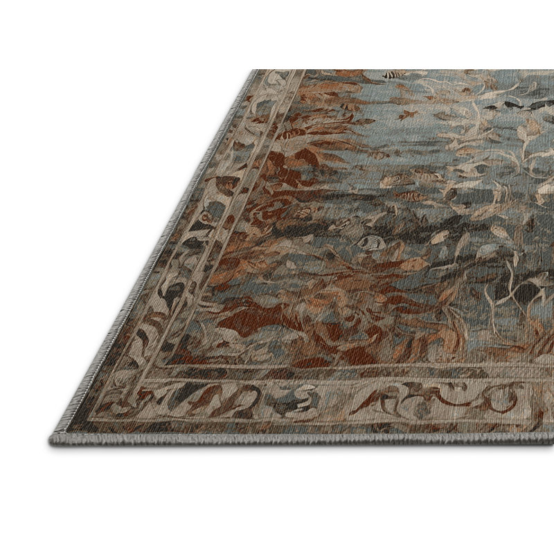 Machine Washable Gray Area Rug, Rectangle 7' x 10'