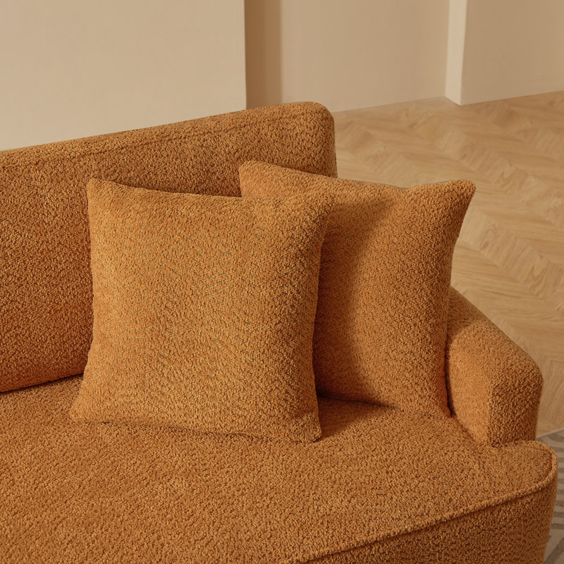 Chaise longue et tabouret rembourrés Mashawna, Boucle orange