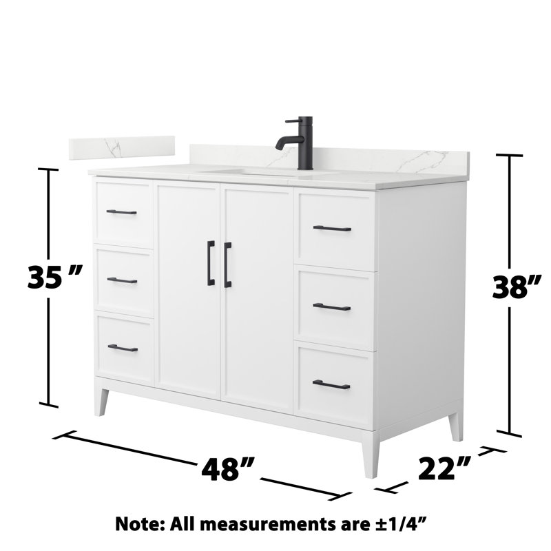 Elan 48'' W Vanity, Matte Black, White, Single