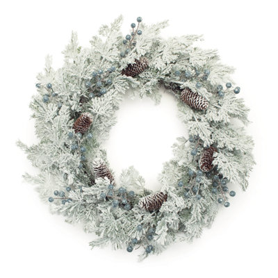 Couronne de pin cèdre floqué 24 po