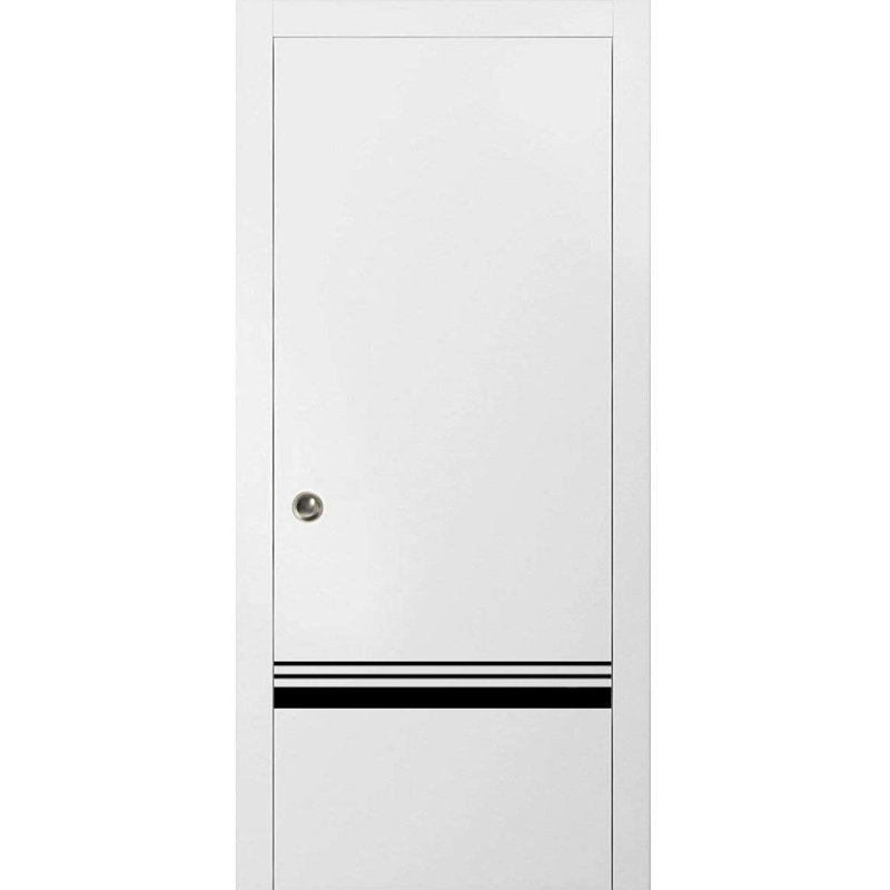 Porte de grange en bois massif massif, Satin blanc, 24 po x 84 po