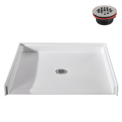 Receveur de douche en alcôve Streamline GB-643-576, 115 cm x 130 cm, conforme aux normes ADA, en acrylique blanc brillant, avec bonde centrale (bonde incluse).