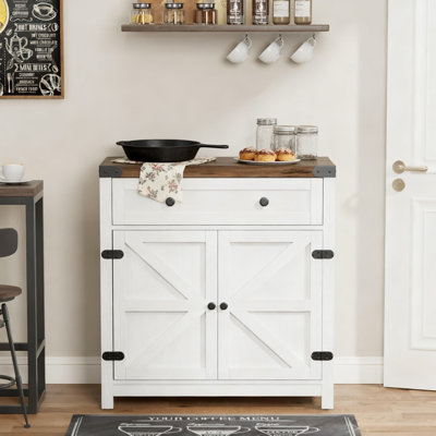 Farmhouse Coffee Bar Cabinet With Barn Doors, Spacious Drawer & Adjustable Shelf, Multi-Functional Sideboard For Kitchen, Living Room, Entryway by Gracie Oaks