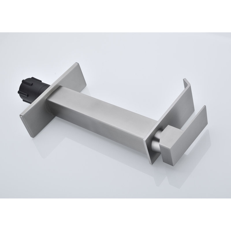 Waterfall Spout Bathroom Sink Single Handle Faucet With Pop-Up Drain (No Overflow), Brushed Nickel