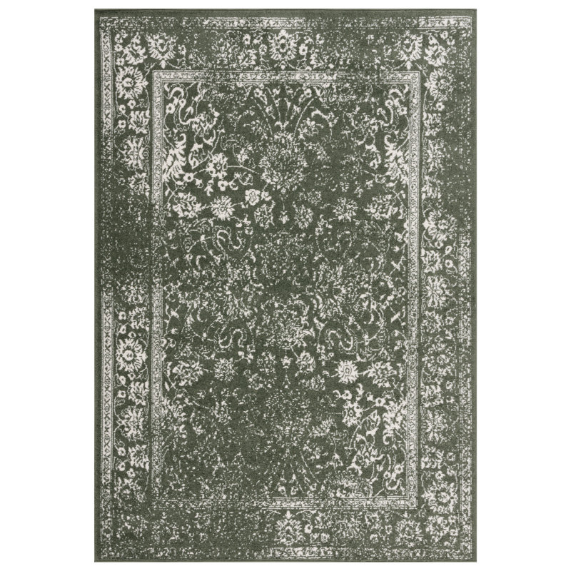 Stromsburg Floral Area Rug, Dark Green/Ivory, Rectangle 183 x 274 cm