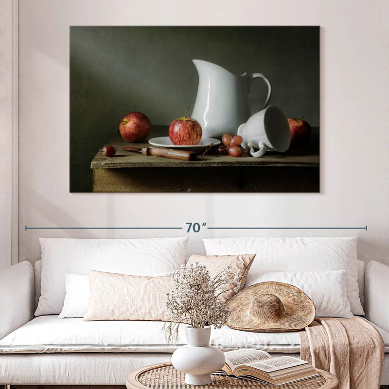 Senne, fruits et vaisselle, H 30 po x l 45 po