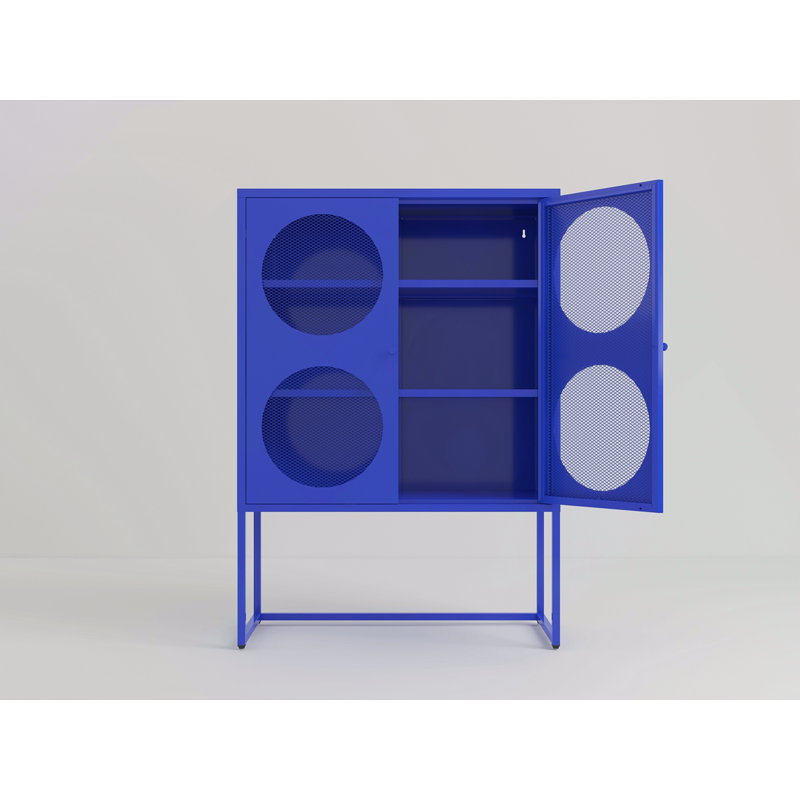 Armoire de rangement bleue avec portes, armoire d'appoint bleue moderne, armoire autoportante, buffet pour chambre à coucher, cuisine, bureau à domicile
