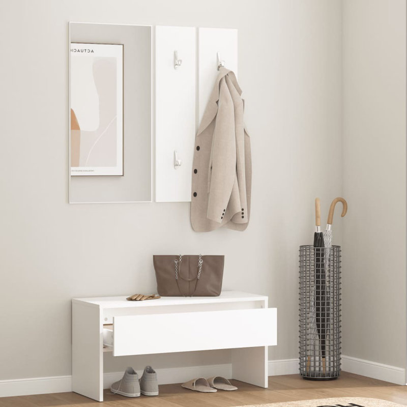 Ivens vidaXL Hallway Furniture Set Engineered Wood, Off White