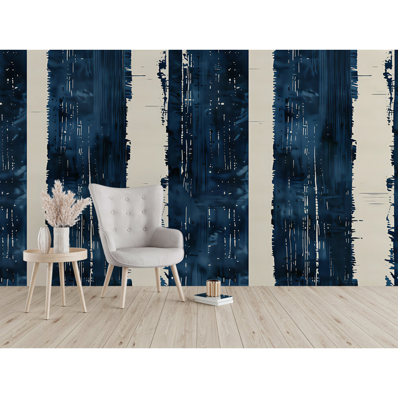 Papier peint à rayures | Murale moderne abstraite | Art mural audacieux, 100 po x 145 po, Non tissé