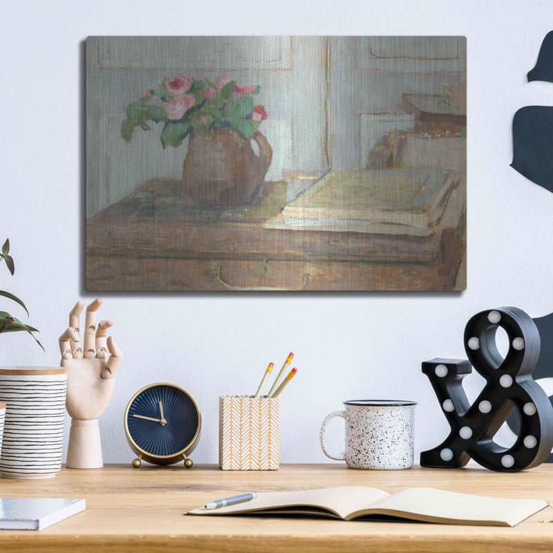 Art mural en métal de luxe 24 po x 16 po «Artist Pain Box With Flowers» par Stellar Design Studio, H 12 po x l 16 po