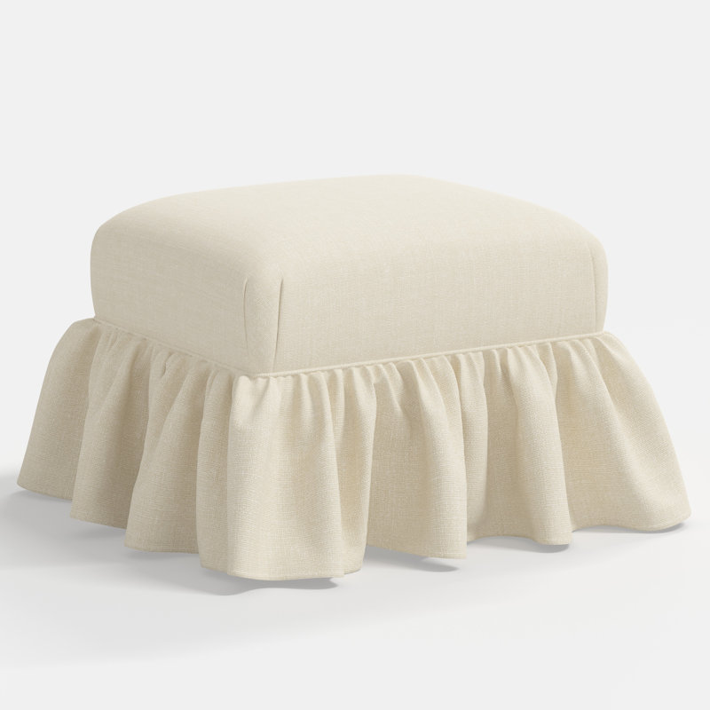 June Upholstered Ottoman, Relaxed Linen Cream