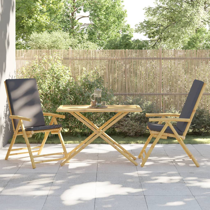 VidaXL Natural Bamboo Folding Patio Table 43.3" x 21.7"