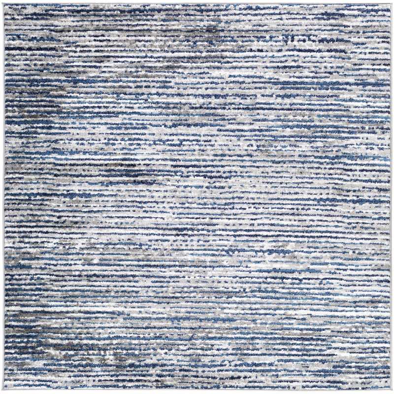 Cepeda Machine Woven Striped Area Rug, Square 6'7"