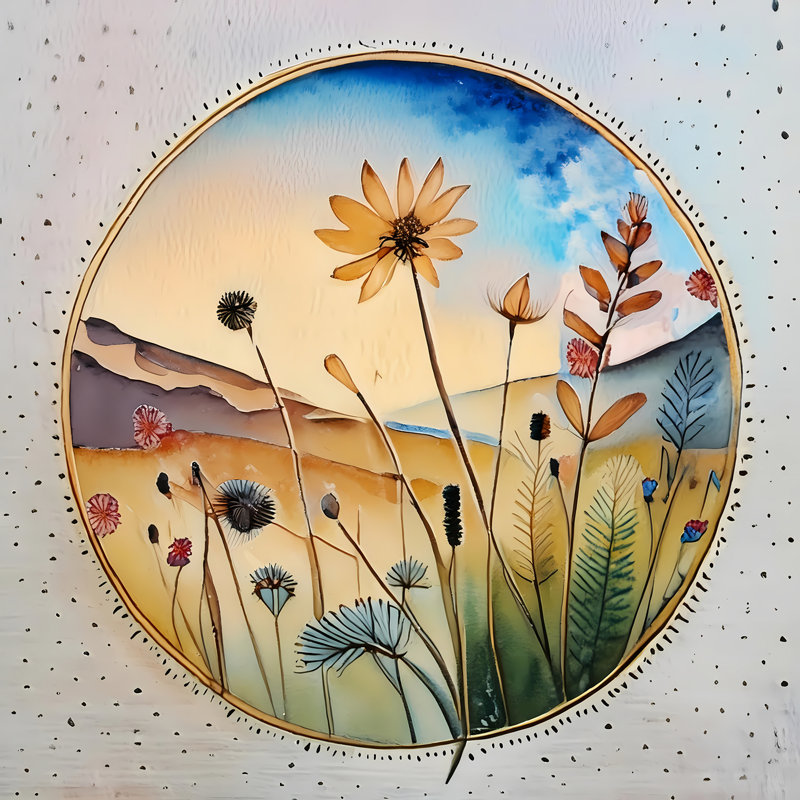 Mountain Blooms, 30" H x 30" W