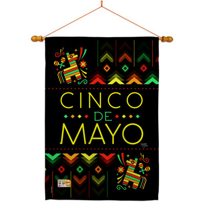 Double Sided 40'' H x 28'' W Polyester Cinco De Mayo Flag Set