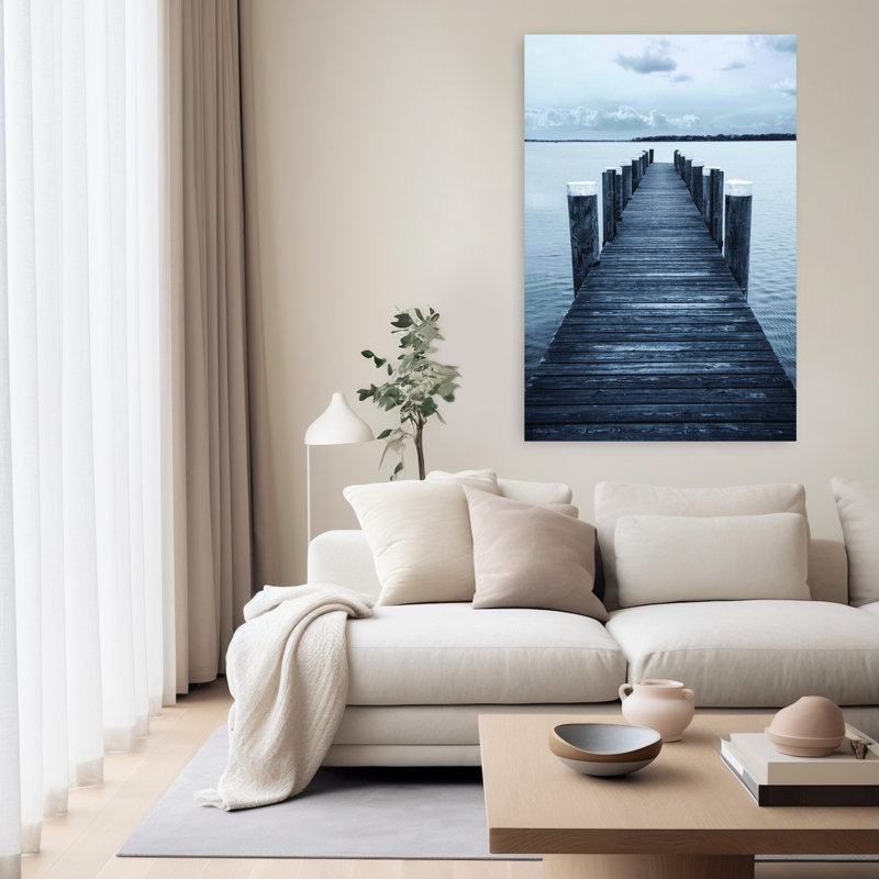 «Pier Two Peaceful Abstract Coastal Landscape», art mural, H 60 po x l 40 po