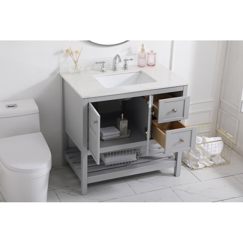 Elena 36'' Single Bathroom Vanity with Top, Gray
