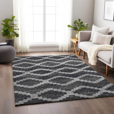 Premium Machine Washable Vaseem AMF115 Grey Rug