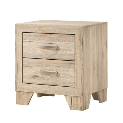 Nightstand In Natural - 2 Roomy Drawer Units With Mechanism Smooth Glides & Fashionable Metal Handle Attachment Object Article Piece Finish Spacious Casings Element 3/4 Extension Build Modern
