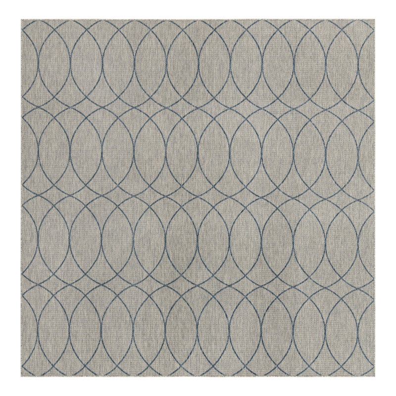 Gray Blue_Unique Loom Gitter Outdoor Trellis Rug, Square 10'