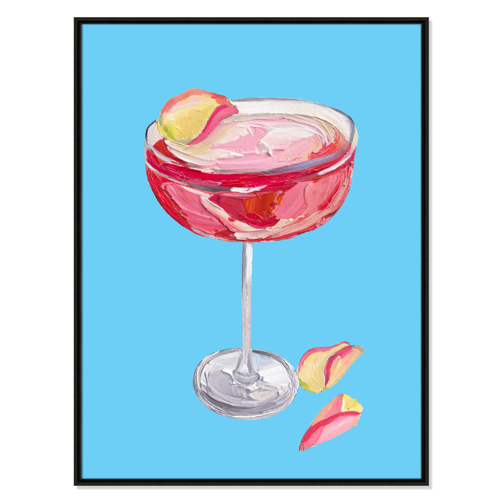 Sparkling Rose Gin Cocktail Print by Straker, 41.5" H x 31.5" W, Espresso Floater